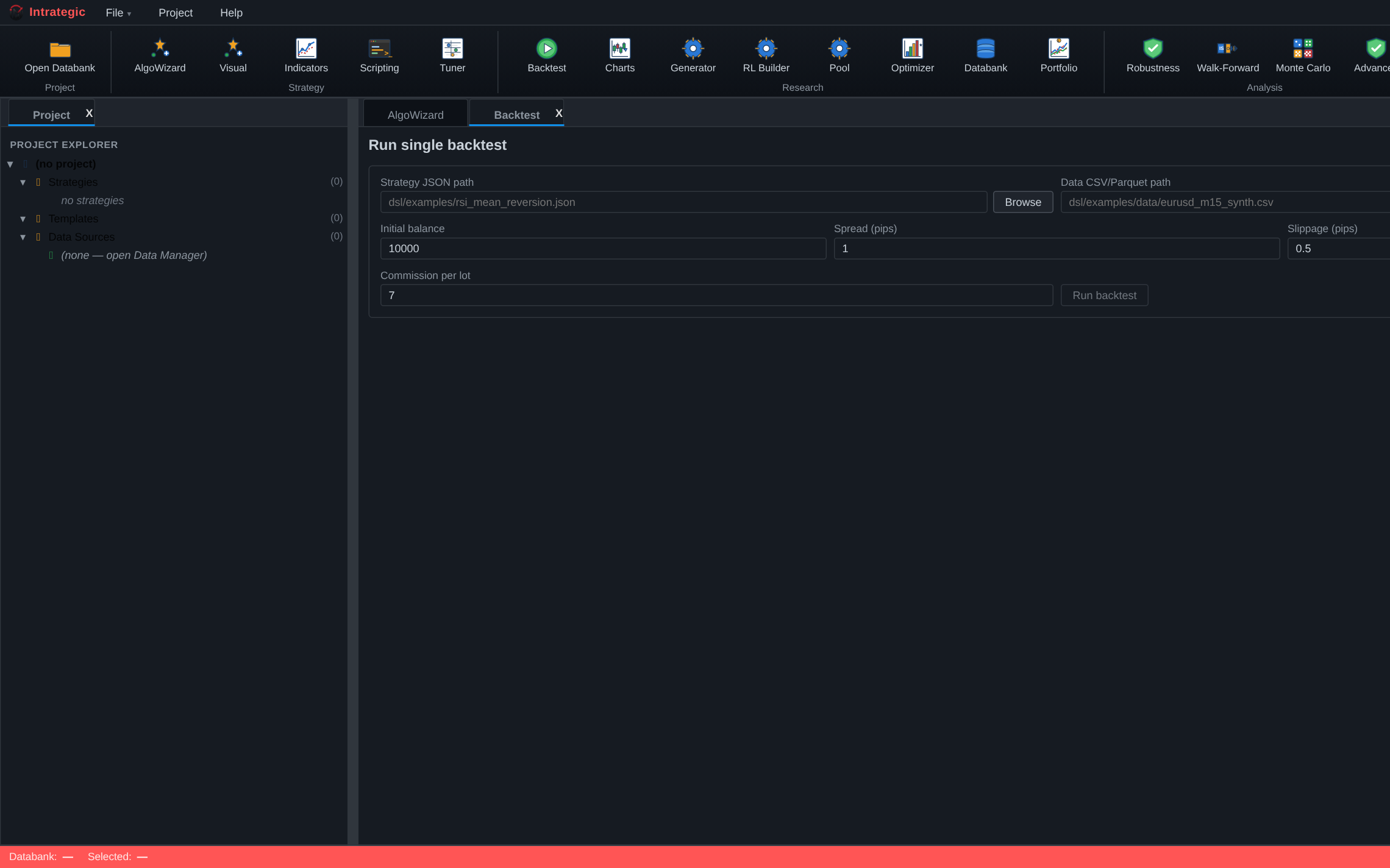 Intrategic — Backtest